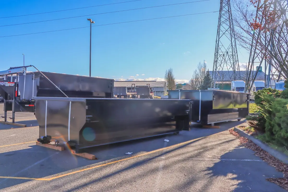 Roll-off dumpster ready for waste disposal at job site for Roofing Dumpster Rental in River Road